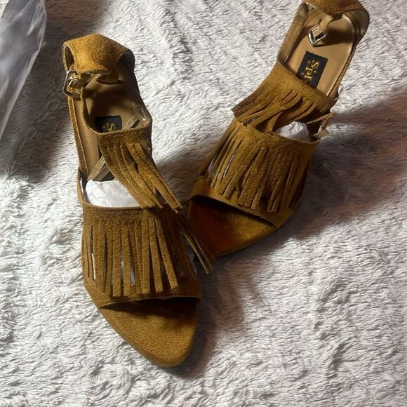 Spirit Halloween fringe heels, brown size 9 NEW - Picture 5 of 5